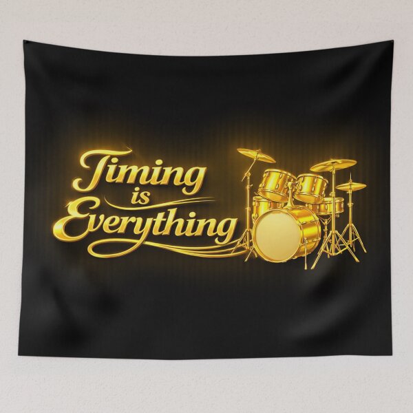 Item preview, Timing Is Everything – Gold Drum Kit Design designed and sold by MySheetMusicArt.