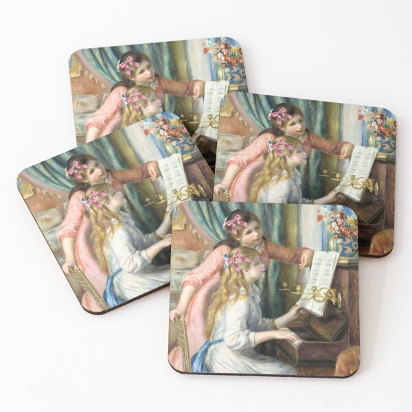 Item preview, Coquette Girls at the Piano - Renoir Impressionist Art Parody with Pink Bow designed and sold by Open Canvas.