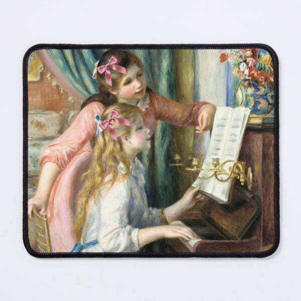 Item preview, Coquette Girls at the Piano - Renoir Impressionist Art Parody with Pink Bow designed and sold by Open Canvas.