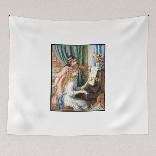 Item preview, Coquette Girls at the Piano - Renoir Impressionist Art Parody with Pink Bow designed and sold by Open Canvas.