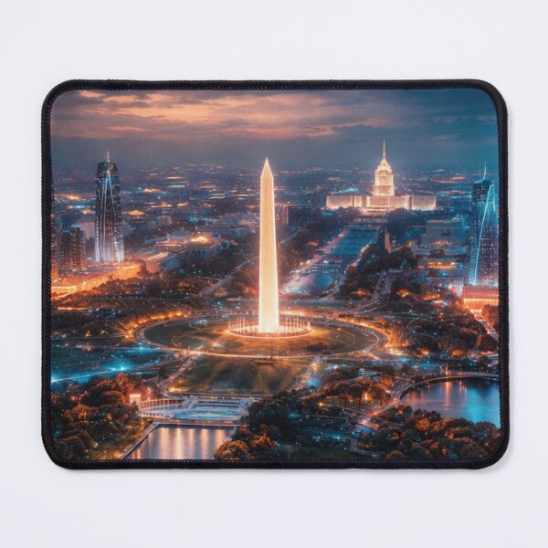 Item preview, Futuristic Washington DC Aerial Shot – Neon Washington Monument & Capitol designed and sold by LScreations9093.