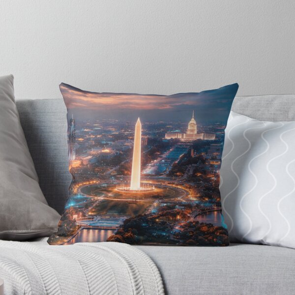 Item preview, Futuristic Washington DC Aerial Shot – Neon Washington Monument & Capitol designed and sold by LScreations9093.