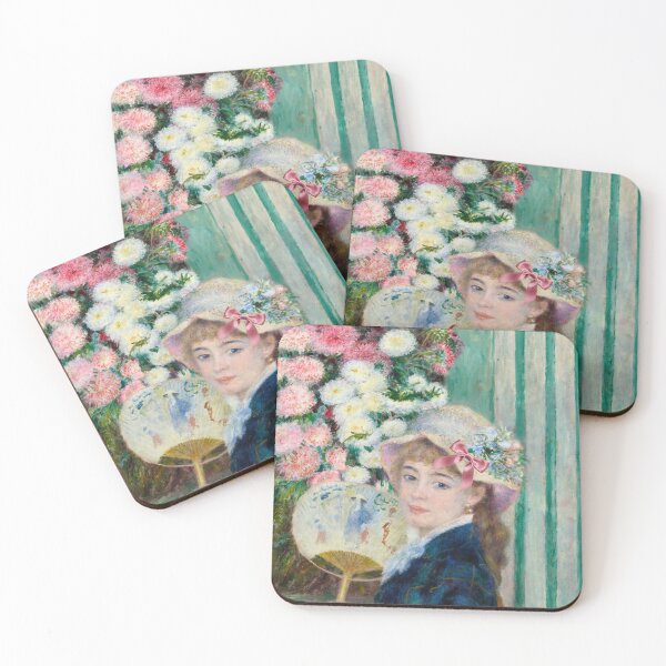 Item preview, Coquette Girl with a Fan - Renoir Impressionist Art Parody with Pink Bow designed and sold by Open Canvas.
