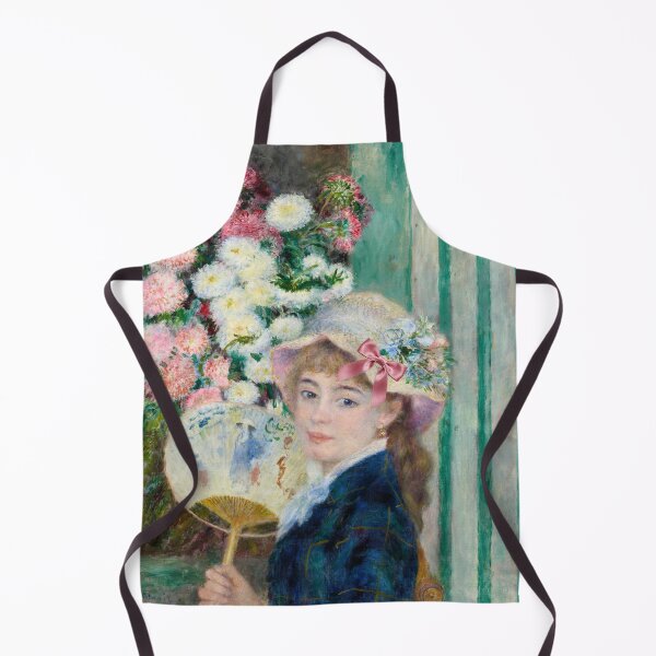 Item preview, Coquette Girl with a Fan - Renoir Impressionist Art Parody with Pink Bow designed and sold by Open Canvas.