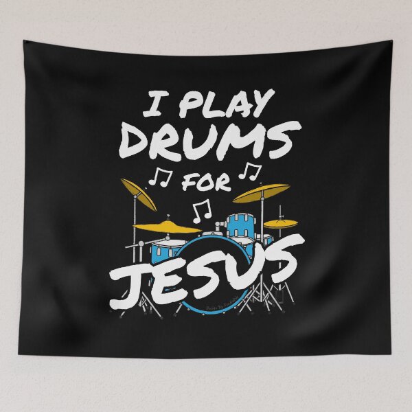 Item preview, I Play Drums For Jesus Drummer Church Musician (Blue) designed and sold by doodlerob.