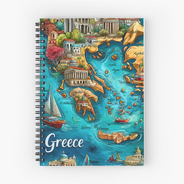 Item preview, Colorful Illustrated Map of Greece with Landmarks designed and sold by Artessie.