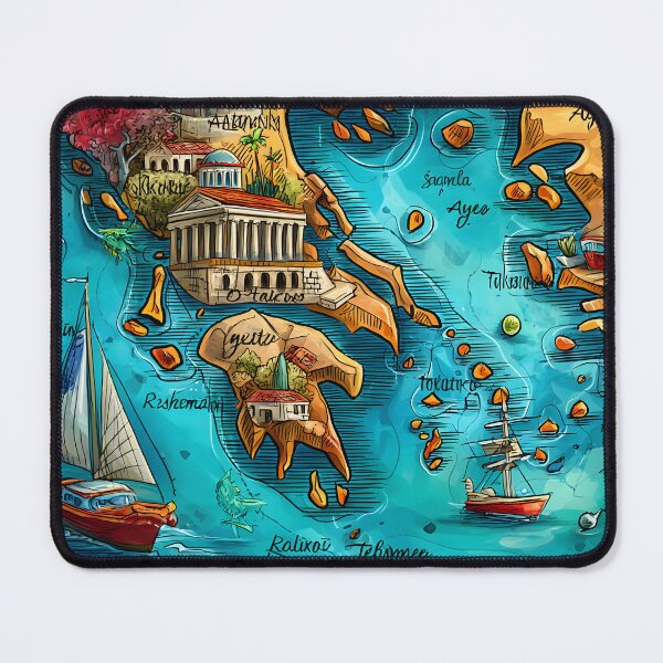 Item preview, Colorful Illustrated Map of Greece with Landmarks designed and sold by Artessie.