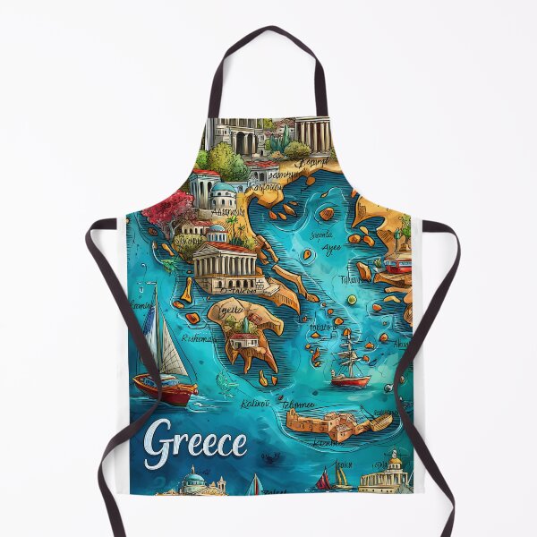 Item preview, Colorful Illustrated Map of Greece with Landmarks designed and sold by Artessie.