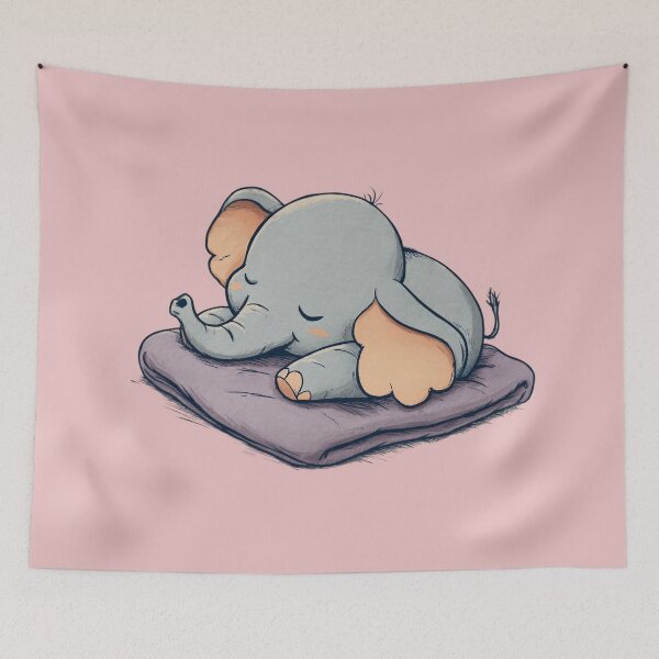 Item preview, Sleeping Baby Elephant – Cute sleeping elephant on a pillow illustration designed and sold by Meiersbeste.