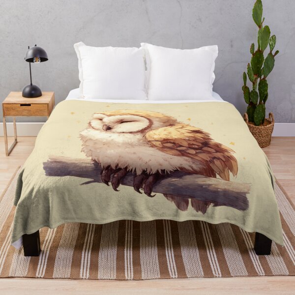 Item preview, Sleeping Baby Owl – Golden sleeping owl on branch illustration designed and sold by Meiersbeste.