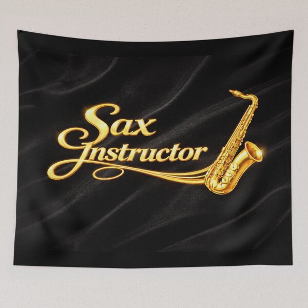Item preview, Sax Instructor – Shiny Brass on Black Velvet designed and sold by MySheetMusicArt.
