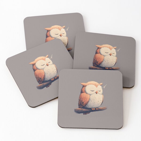 Artikelvorschau, Sleeping Baby Owl – Süße schlafende Eule auf Ast Illustration entworfen und verkauft von Meiersbeste.