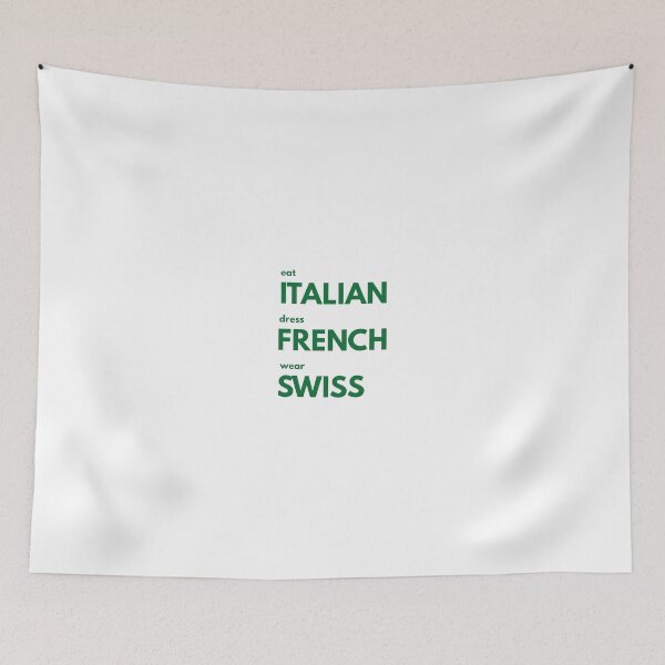 Artikelvorschau, Italienisch essen, französisch anziehen, Schweizer Hemd – Lustiges Food-Mode-Reise-T-Shirt entworfen und verkauft von Xypha123.
