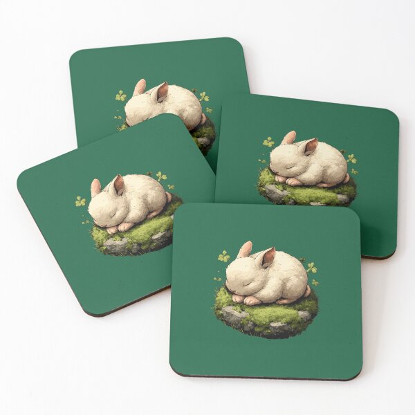 Item preview, Sleeping Baby Rabbit – Cute sleeping bunny on moss illustration designed and sold by Meiersbeste.