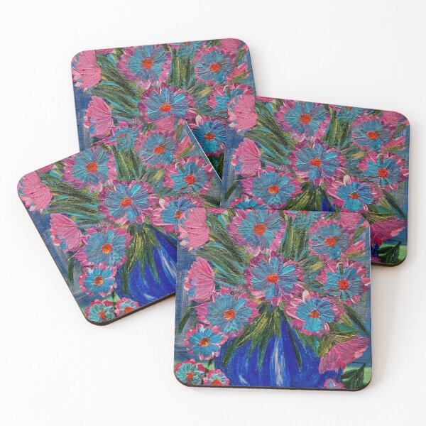 Item preview, Pink & Blue Harmony: Wildflowers on Green Table designed and sold by kkartwork.