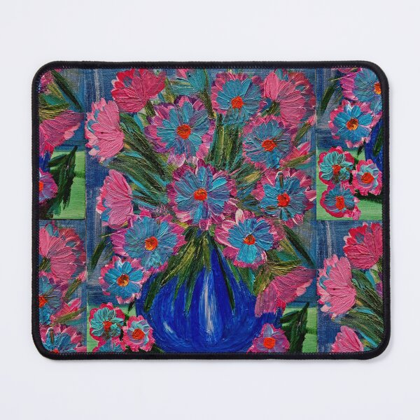 Item preview, Pink & Blue Harmony: Wildflowers on Green Table designed and sold by kkartwork.
