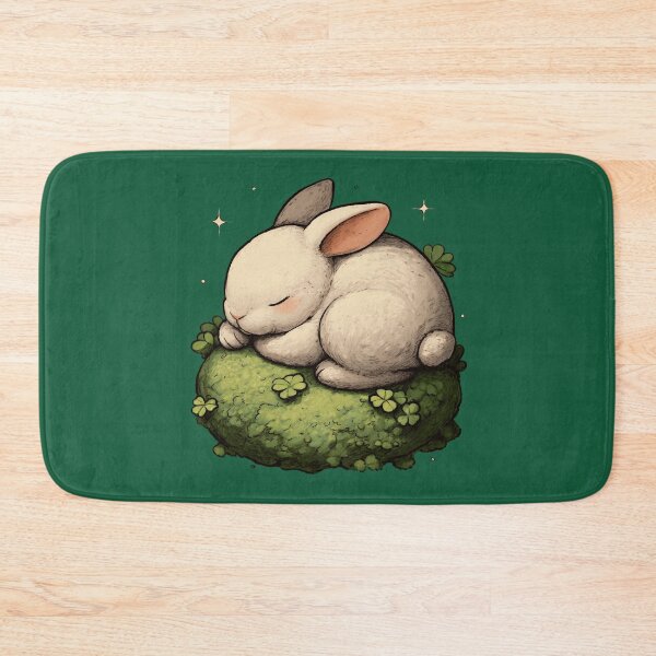 Item preview, Sleeping Baby Rabbit – Cute sleeping bunny on moss (clover & stars) designed and sold by Meiersbeste.
