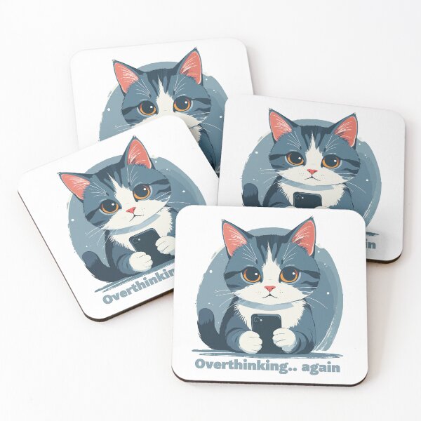 Item preview, Sleepless Cat – Late Night Phone Cat Illustration designed and sold by MarWachaN.