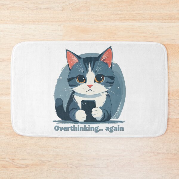 Item preview, Sleepless Cat – Late Night Phone Cat Illustration designed and sold by MarWachaN.