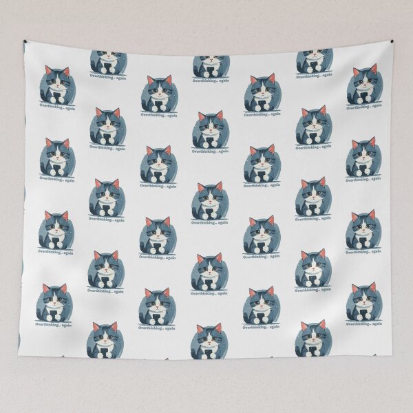 Item preview, Sleepless Cat – Late Night Phone Cat Illustration designed and sold by MarWachaN.
