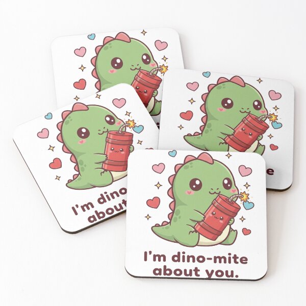 Item preview, Dino-Mite Love – Cute Kawaii Valentine’s Dinosaur Illustration designed and sold by unthinkabletees.