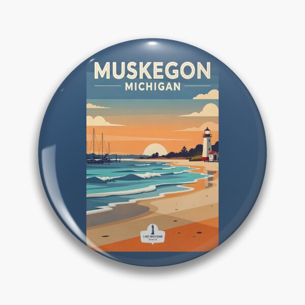 Item preview, Muskegon Michigan Sunset Beach Lighthouse designed and sold by American Travels.