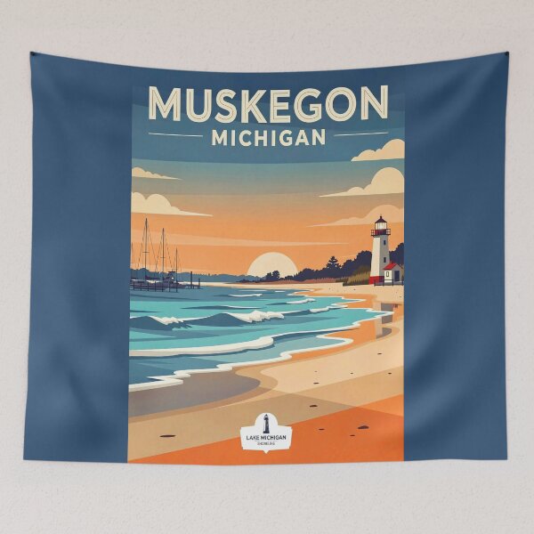 Item preview, Muskegon Michigan Sunset Beach Lighthouse designed and sold by American Travels.