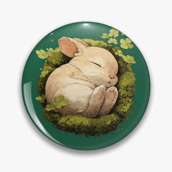 Item preview, Sleeping baby rabbit in a moss nest – Cute bunny with clover leaves designed and sold by Meiersbeste.