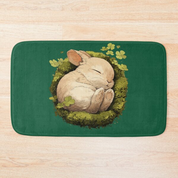 Item preview, Sleeping baby rabbit in a moss nest – Cute bunny with clover leaves designed and sold by Meiersbeste.