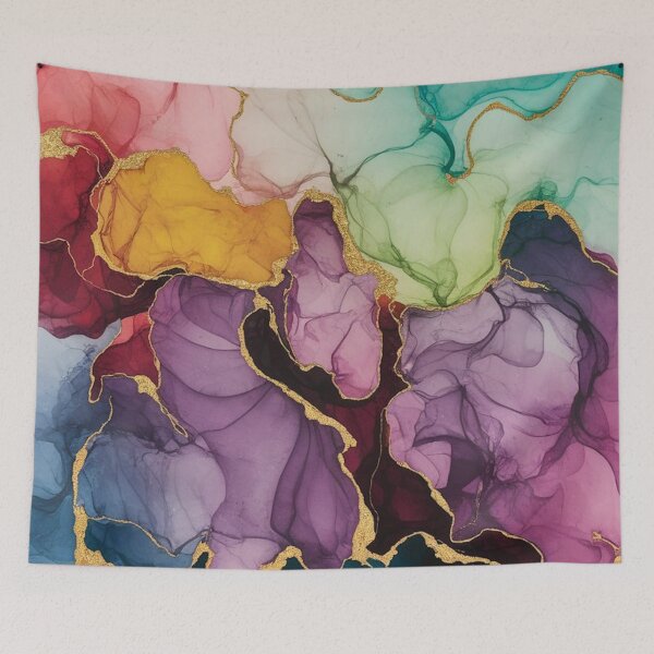 Item preview, Abstract Colorful Alcohol Ink with Gold Veins designed and sold by Ed & Harmony.