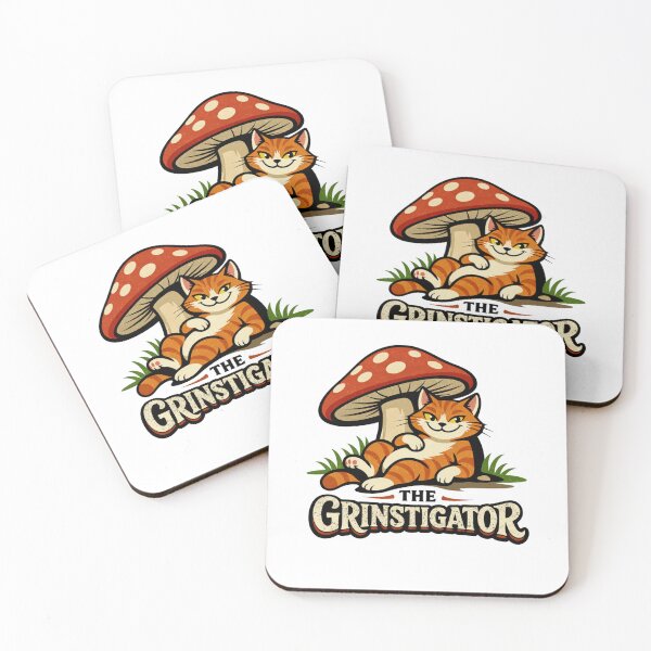 Item preview, Grinstigator Cat With Fungi Attitude designed and sold by FreshVibe Prints.