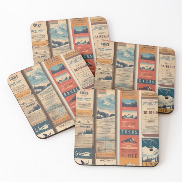 Item preview, Vintage Ski Lift Ticket Collage - Retro Resort Tags Nostalgic Skiing Art Après-Ski Winter Sports Decor designed and sold by Esterlane.