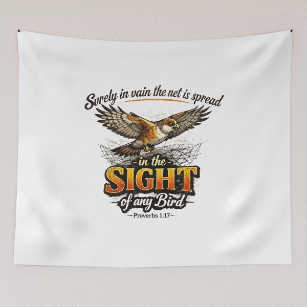 Item preview, Surely in Vain - Proverbs 1:17 Bird and Net Graphic designed and sold by Faithloveshop.