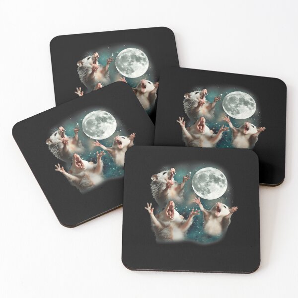 Item preview, Funny Weird Cursed Meme 3 opossum howling to moon designed and sold by Sossima Art.
