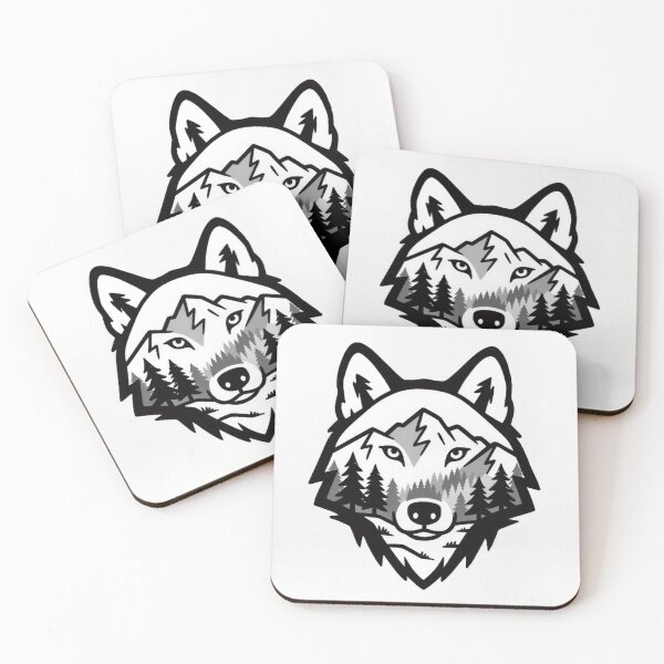Item preview, Stylized Wolf Head with Mountain Peaks designed and sold by Wonderful Designs.