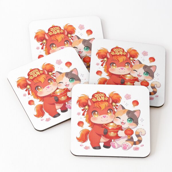 Item preview, 2026 Lucky Fire Horse And Calico Cat designed and sold by AnnDesignStudio.