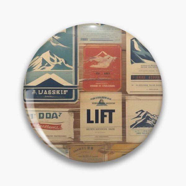Item preview, Retro Ski Lift Tickets Art - Vintage Alpine Resort Tags Collage Skiing Memorabilia Winter Sports Print designed and sold by Esterlane.