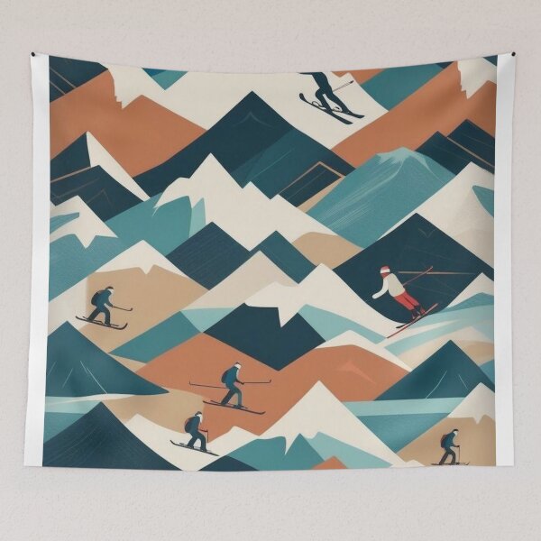 Item preview, Minimal Alpine Ski Pattern - Vintage Skier Silhouettes Nordic Mountain Phone Case Retro Winter Sports Design designed and sold by Esterlane.