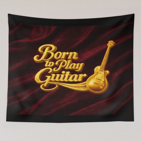 Item preview, Born to Play Guitar – Gold Guitar on Burgundy Velvet designed and sold by MySheetMusicArt.