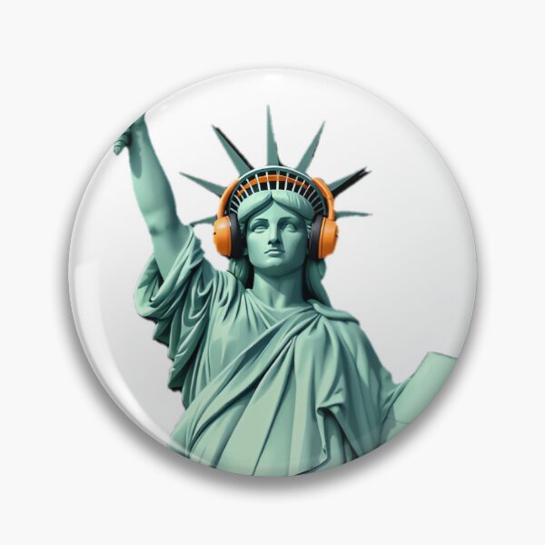 Item preview, Rocking Liberty Wearing Orange Headphones designed and sold by SunkenCost.