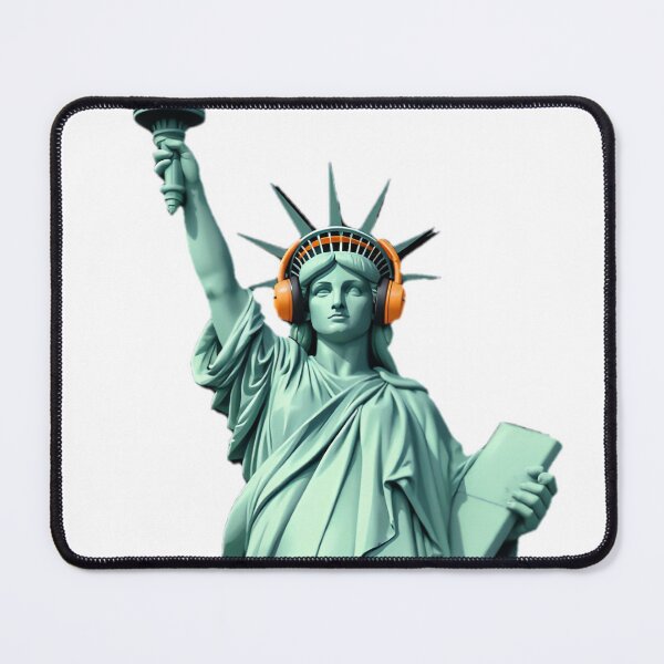 Item preview, Rocking Liberty Wearing Orange Headphones designed and sold by SunkenCost.