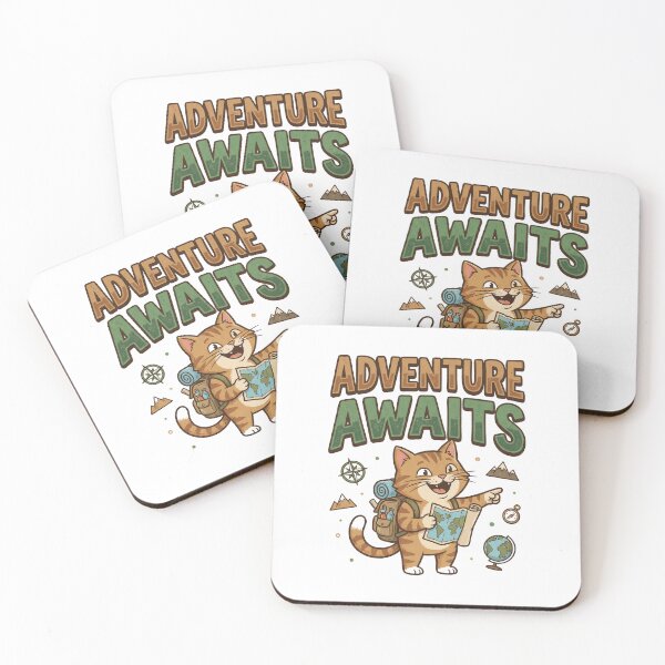 Item preview, Adventure Awaits Funny Travel Cat Wanderlust Explorer designed and sold by Quillway.