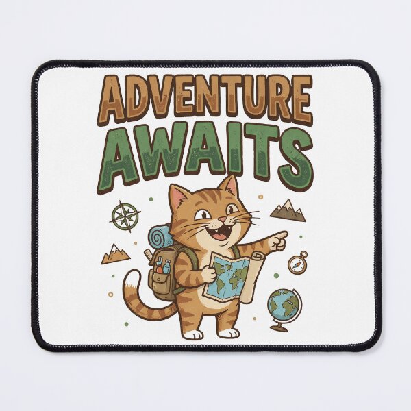 Item preview, Adventure Awaits Funny Travel Cat Wanderlust Explorer designed and sold by Quillway.