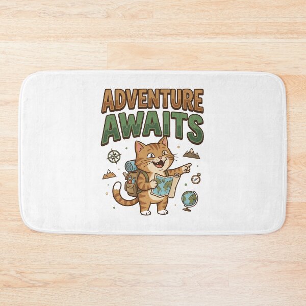 Item preview, Adventure Awaits Funny Travel Cat Wanderlust Explorer designed and sold by Quillway.