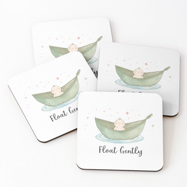 Item preview, Little Leaf Boat with Smiling Character, Kawaii Nature Illustration designed and sold by Moodune.
