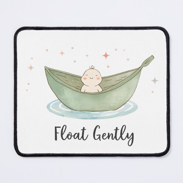 Item preview, Little Leaf Boat with Smiling Character, Kawaii Nature Illustration designed and sold by Moodune.