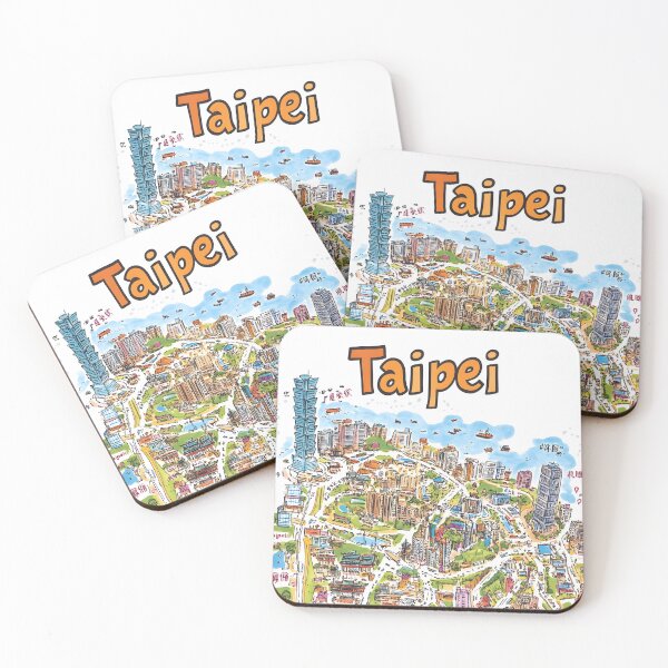 Item preview, Colorful Illustrated Map of Taipei, Taiwan designed and sold by Artessie.