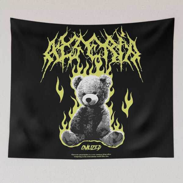 Item preview, Teddy Bear on Fire Punk Streetwear designed and sold by NF Designs Studio DTF.