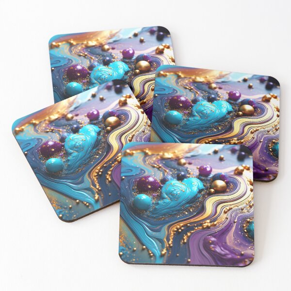Item preview, Blue, Purple, And Golden Paint Swirls Abstract Art  designed and sold by DEC02.