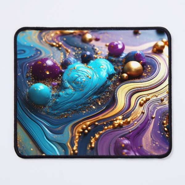 Item preview, Blue, Purple, And Golden Paint Swirls Abstract Art designed and sold by DEC02.